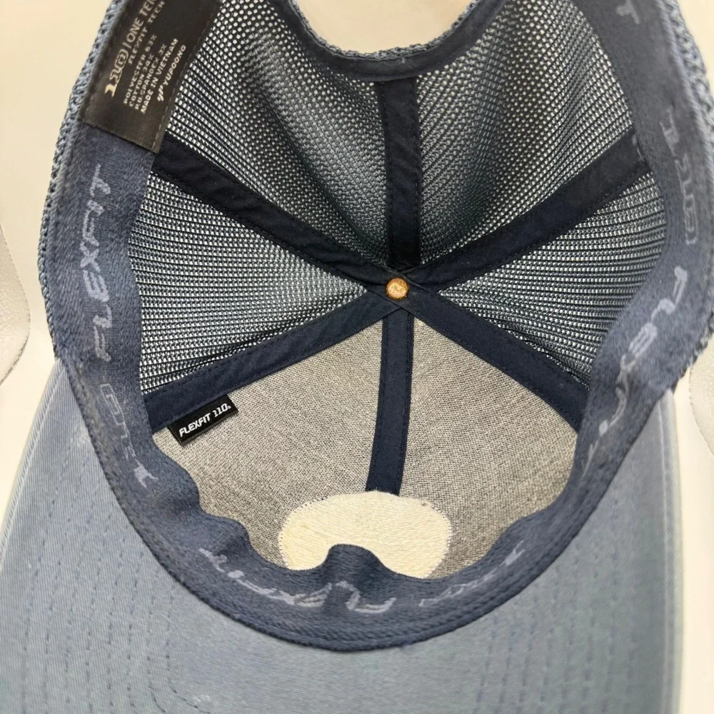 Travis Mathew Mens Flexfit 110 Trucker‎ Hat Grey Navy The Patch Golf Cap